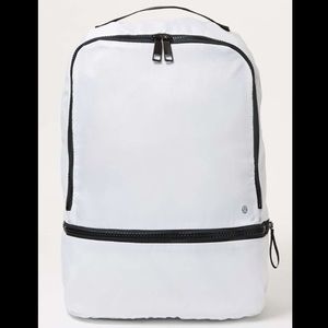 Lululemon Go Lightly Backpack Lightweight White Bag with Black Hardware